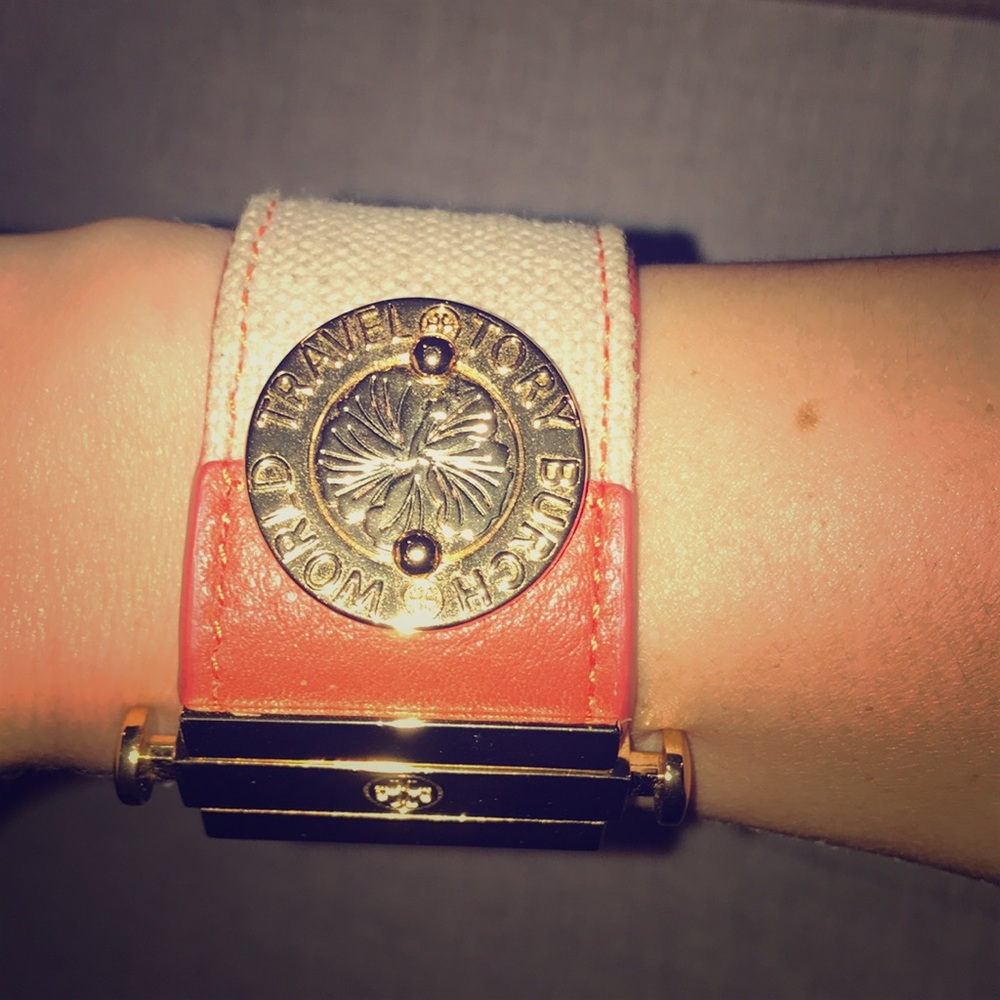 TORY BURCH Orange Leather Cuff